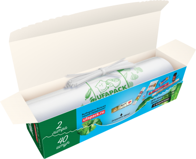 Пакеты для заморозки с клипсами в коробке "UFAPACK" 2 л, 20х30,  40 шт., 21,3 мкм.